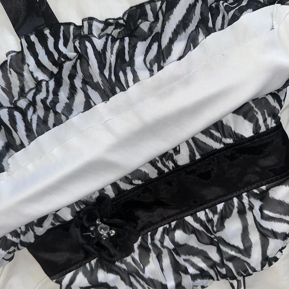 Y2K Zebra Ruffle Halter Top Rework - Picture 6 of 6